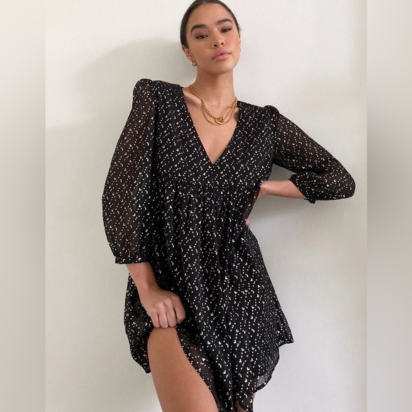 Sunday Best Jinx black polka dot mini dress size medium - Picture 9 of 10